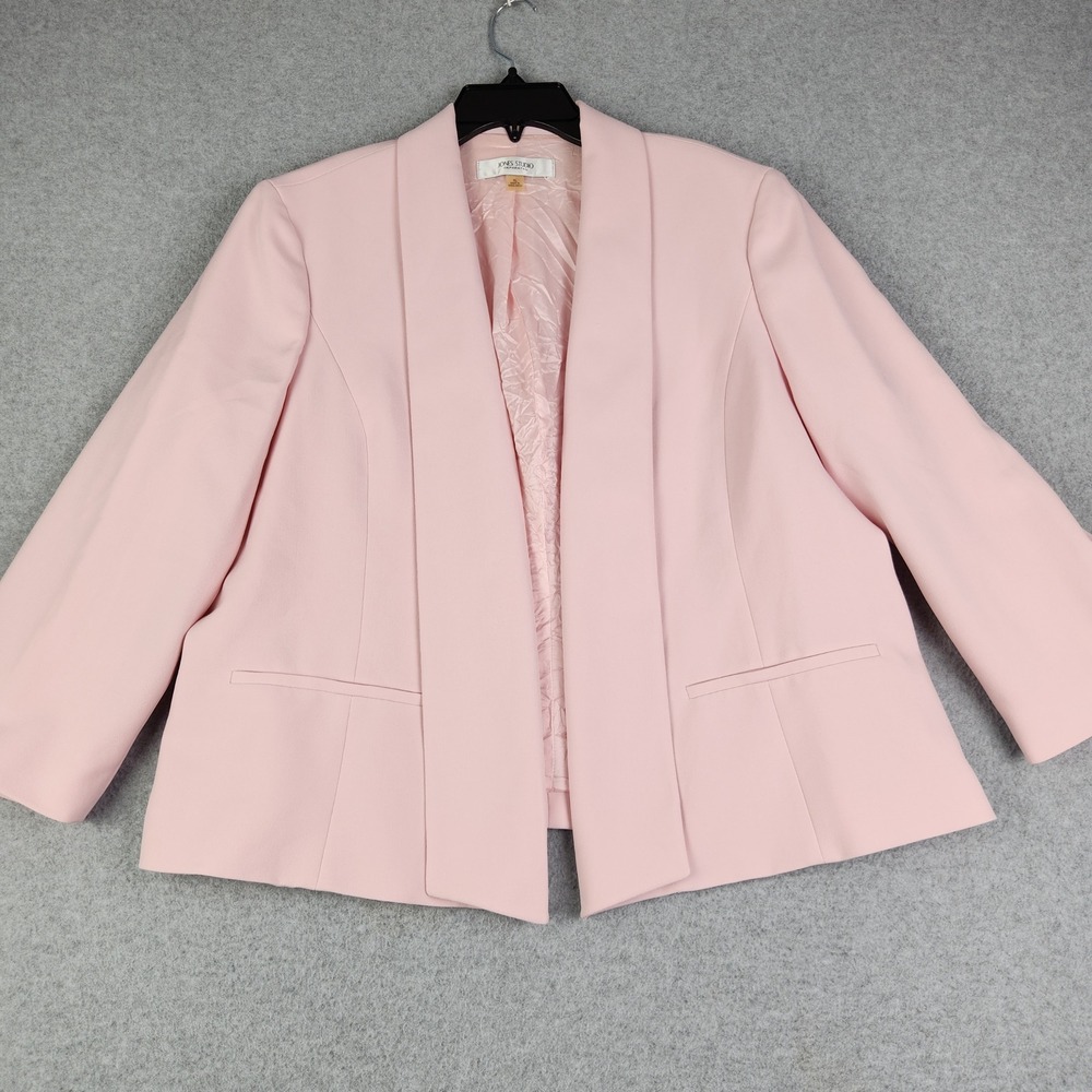 Jones Studio Blazer Jacket Womens XL Pink Open Front Shawl Collar Lined Career